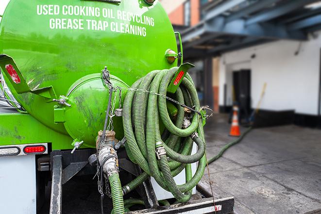 a grease trap pumping truck at a restaurant in Santa Ysabel